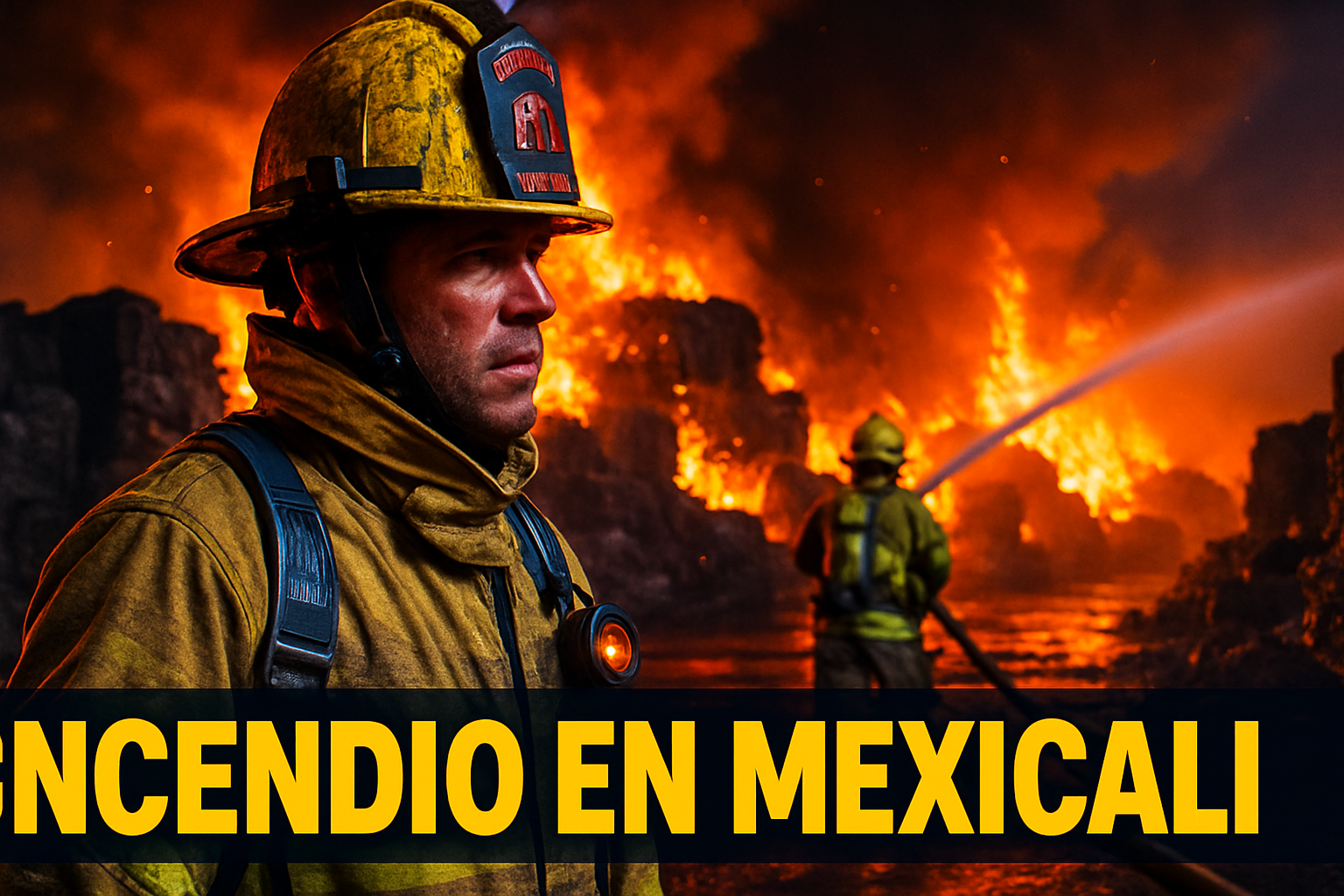 Bomberos de Mexicali luchan 12 horas contra voraz incendio en almacenes de cartón